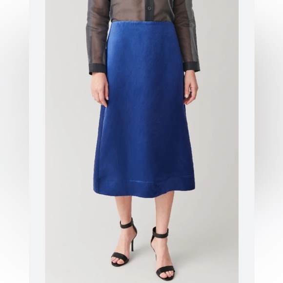 COS Mulberry Silk-mix A-line Skirt In Blue - Picture 1 of 5